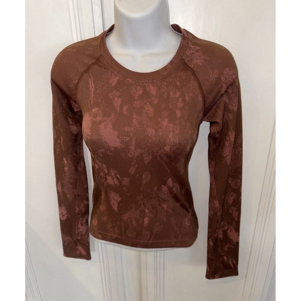 Lululemon Swiftly Tech Top Shirt Wormen Race Length Sz 10 Roast Brown Brier Rose